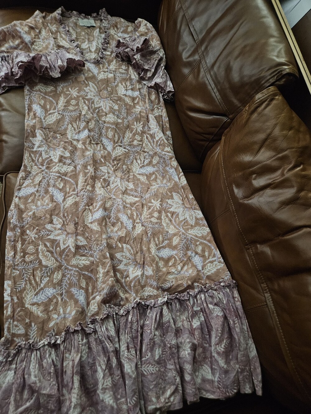 Lido Ruffle Mauve Floral Print Boho Dress $288